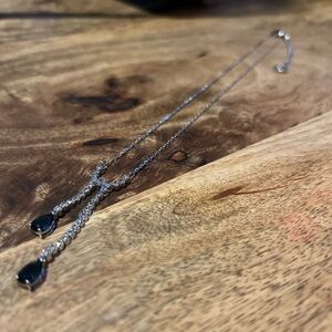 Swavorski Crystal Vintage Drop Necklace, Blue Crystal